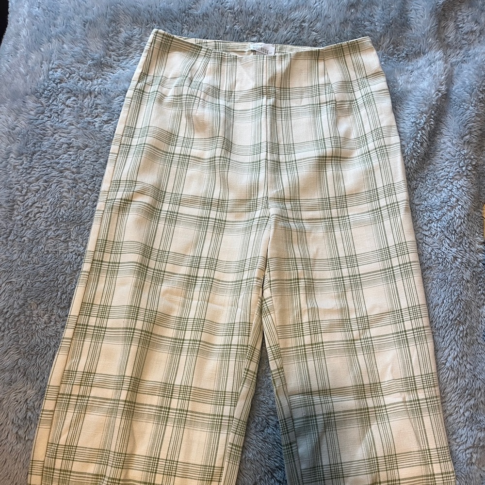 Green/cream plaid pants